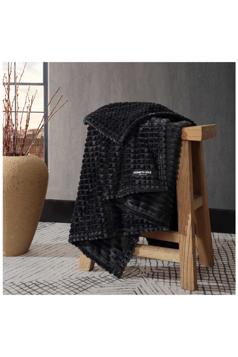 Solid Textured Plush Throw, Alternate, color, BLACK