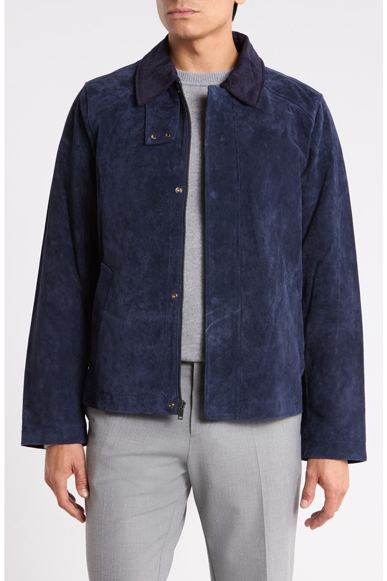 Leather Stable Jacket, Main, color, NAVY