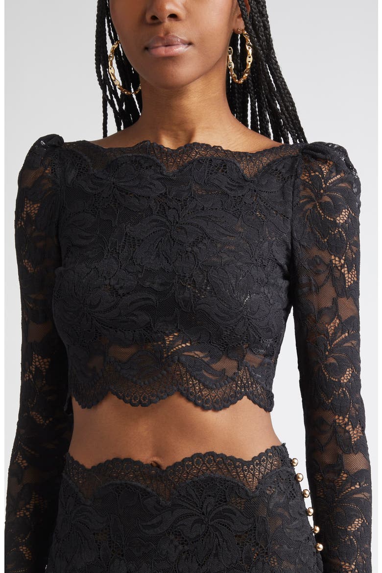 Stretch Lace Crop Top, Alternate, color, BLACK