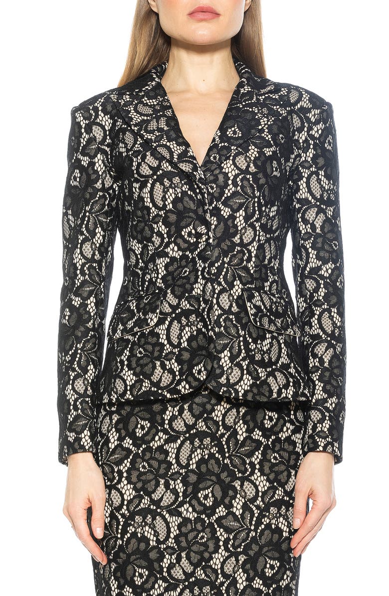 Alexia Admor Jessica Peak Lapel Lace Blazer, Main, color,