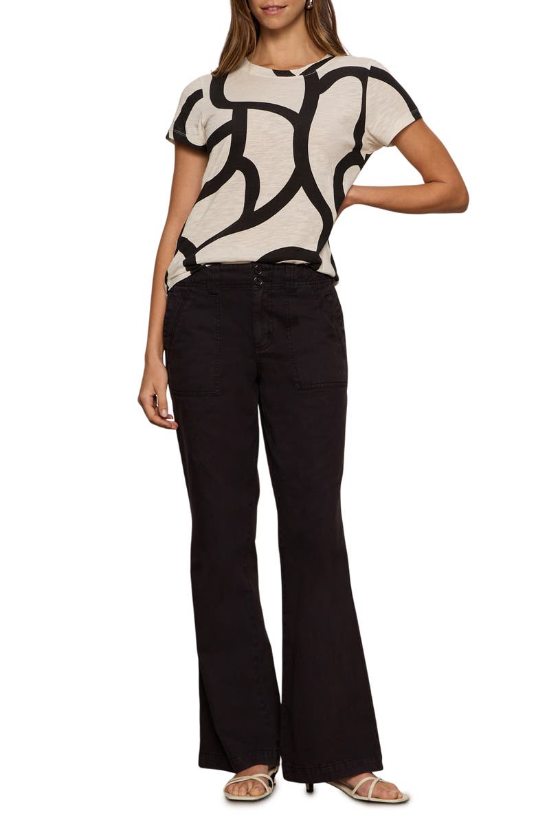 Sanctuary Reissue Peace Bootleg Cotton Pants, Alternate, color, Black