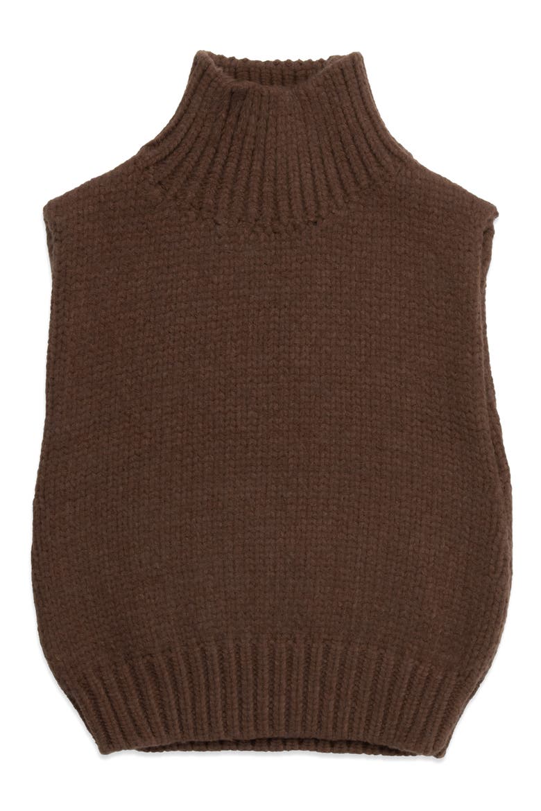George Sleeveless Mock Neck Sweater, Main, color, CHOCOLATE
