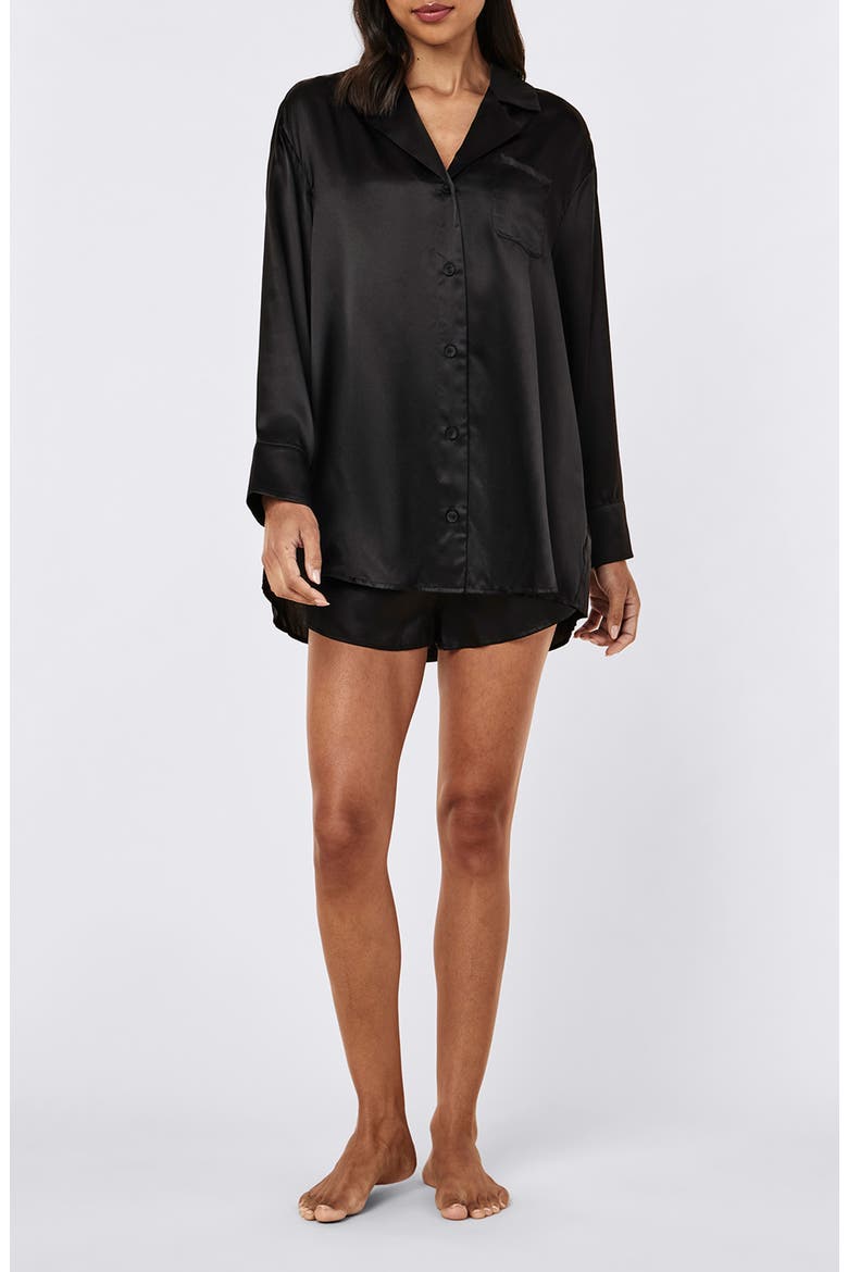 Audrey Mulberry Silk Pajama Shirt, Alternate, color, BLACK