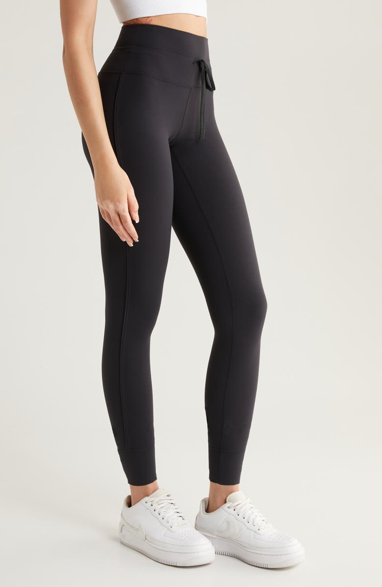 Zella Studio Luxe High Waist Drawstring Ankle Leggings, Alternate, color, 