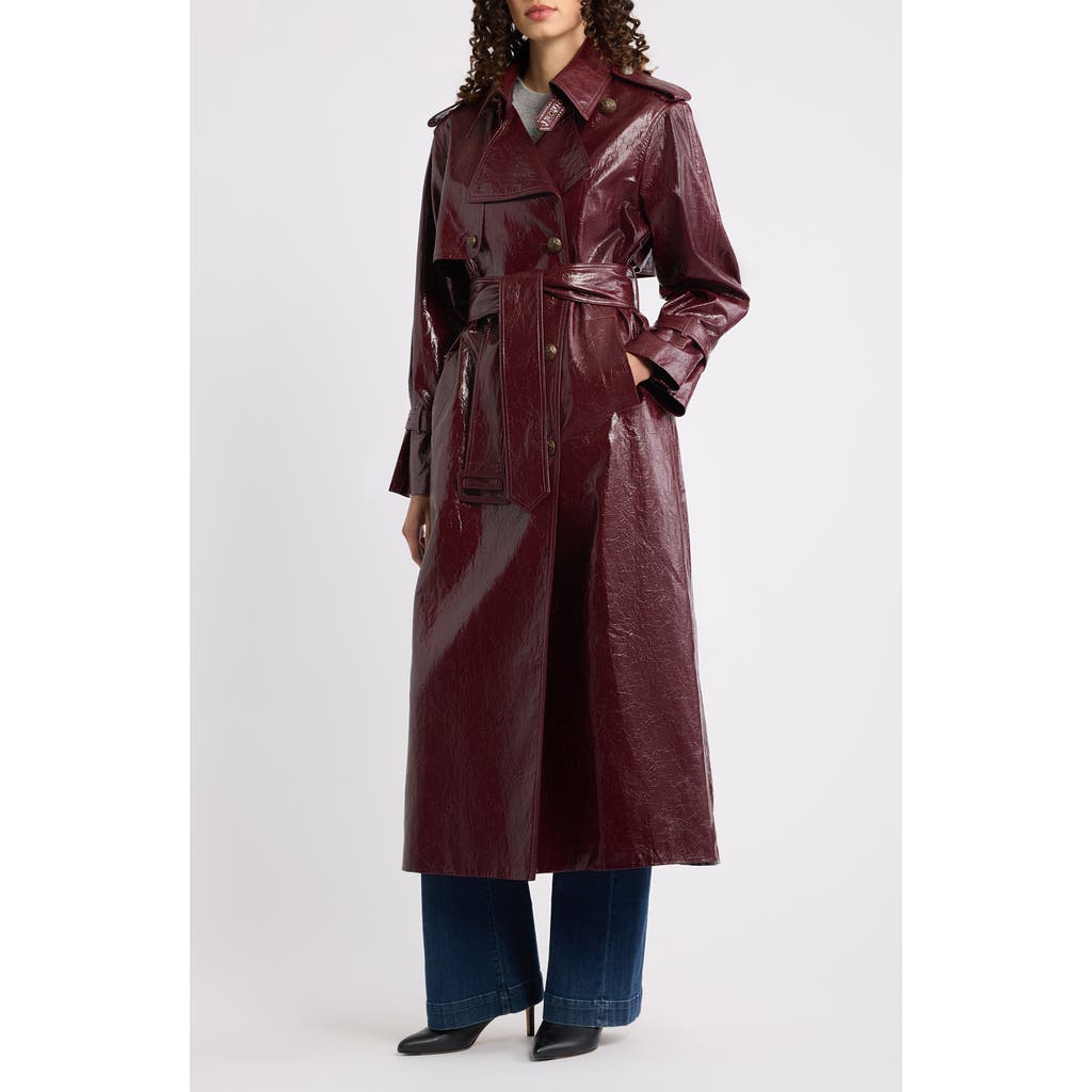 Kobi Halperin Rose Faux Leather Trench Coat In Garnet