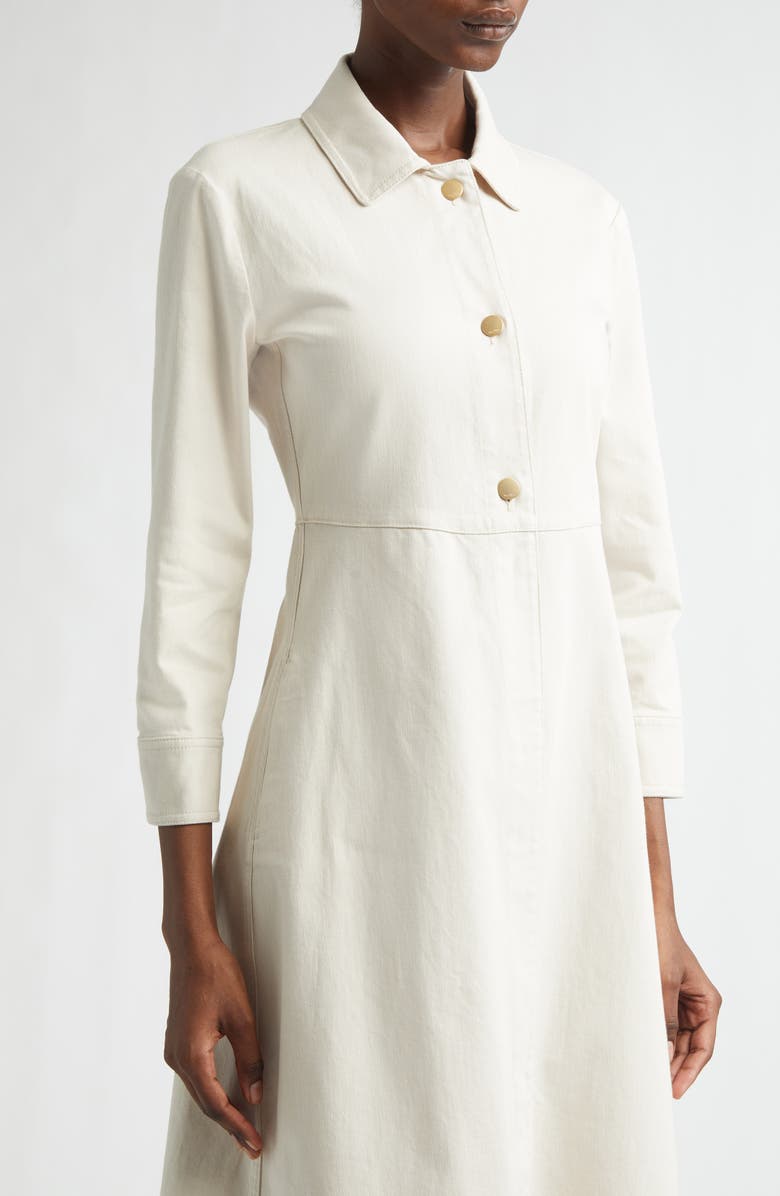 Max Mara Amelia Long Sleeve Stretch Cotton Shirtdress, Alternate, color, Sand