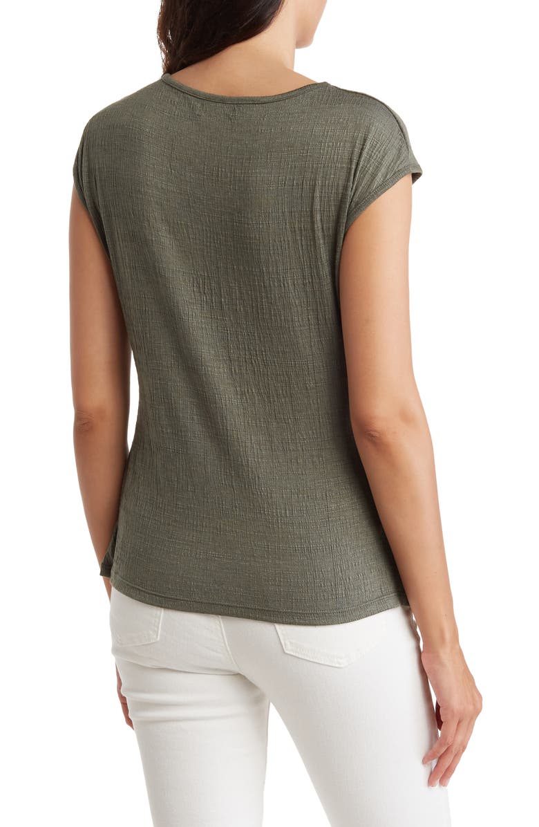 MAX STUDIO Textured Side Gather Top, Alternate, color, Army