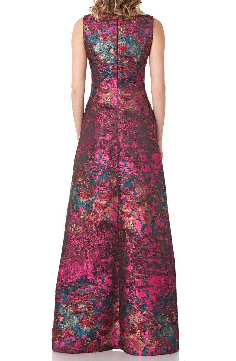 Kay Unger Kelsey Abstract Jaquard Maxi Romper, Alternate, color,