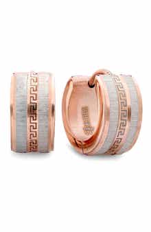 Two-Tone Greek Key Hoop Earrings