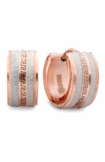 Two-Tone Greek Key Hoop Earrings