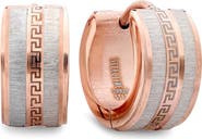 STEELTIME Two-Tone Greek Key Hoop Earrings