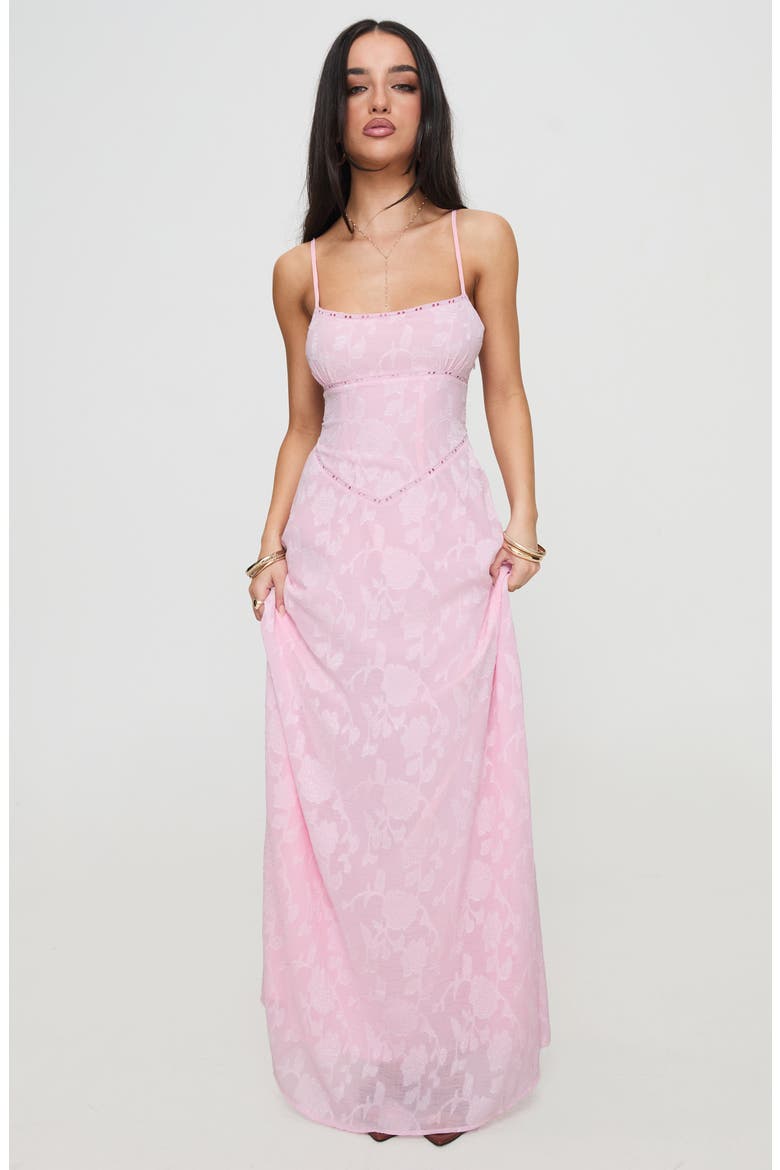 South of France Floral Embroidered Sleeveless Gown, Alternate, color, PINK