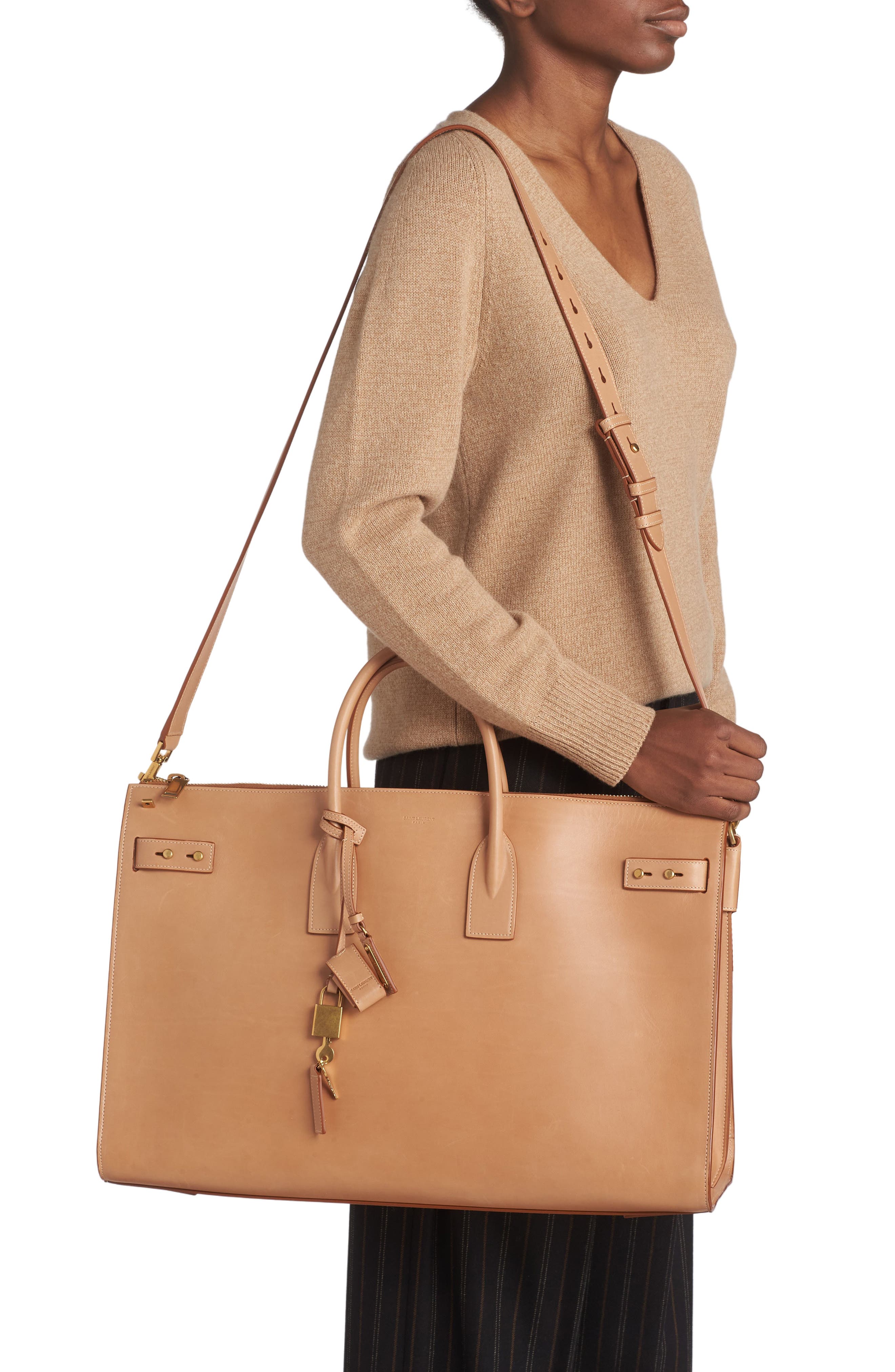 Saint Laurent Medium Supple Sac de Jour Grained Leather Tote, Alternate, color, 