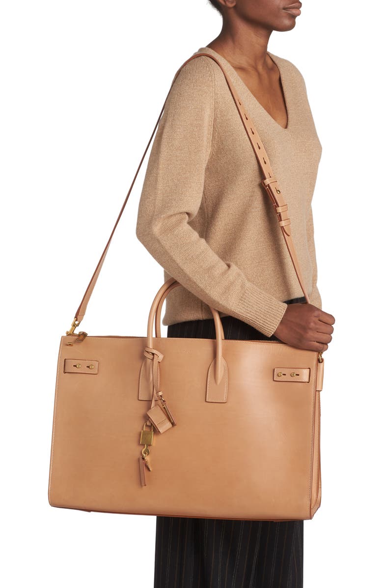 Saint Laurent Medium Supple Sac de Jour Grained Leather Tote, Alternate, color,