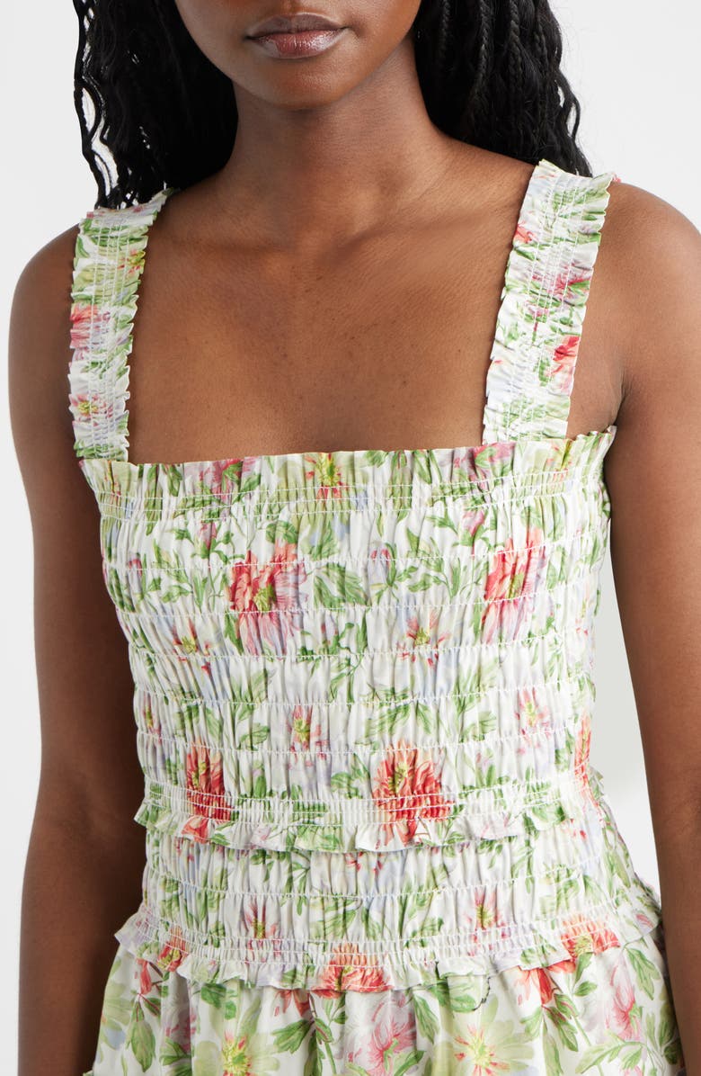 Hill House Home Azalea Smocked Bodice Cotton Mini Sundress, Alternate, color, Peony Chintz