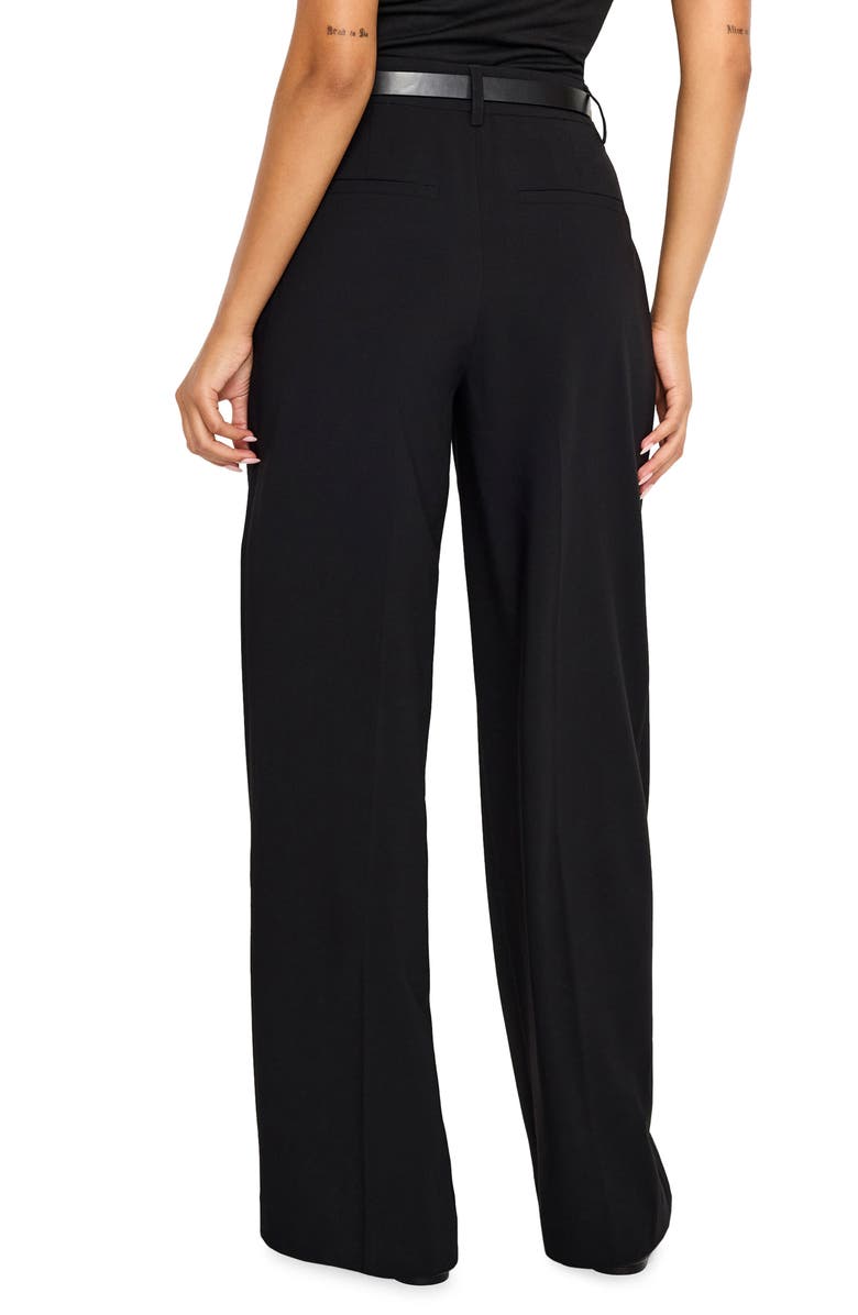 Good American Good '90s Suiting Pleated Wide Leg Pants, Alternate, color, Black001