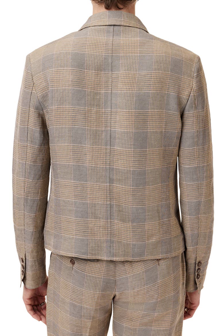 Torino Short Glen Plaid Linen & Viscose Sport Coat, Alternate, color, DARK TAN