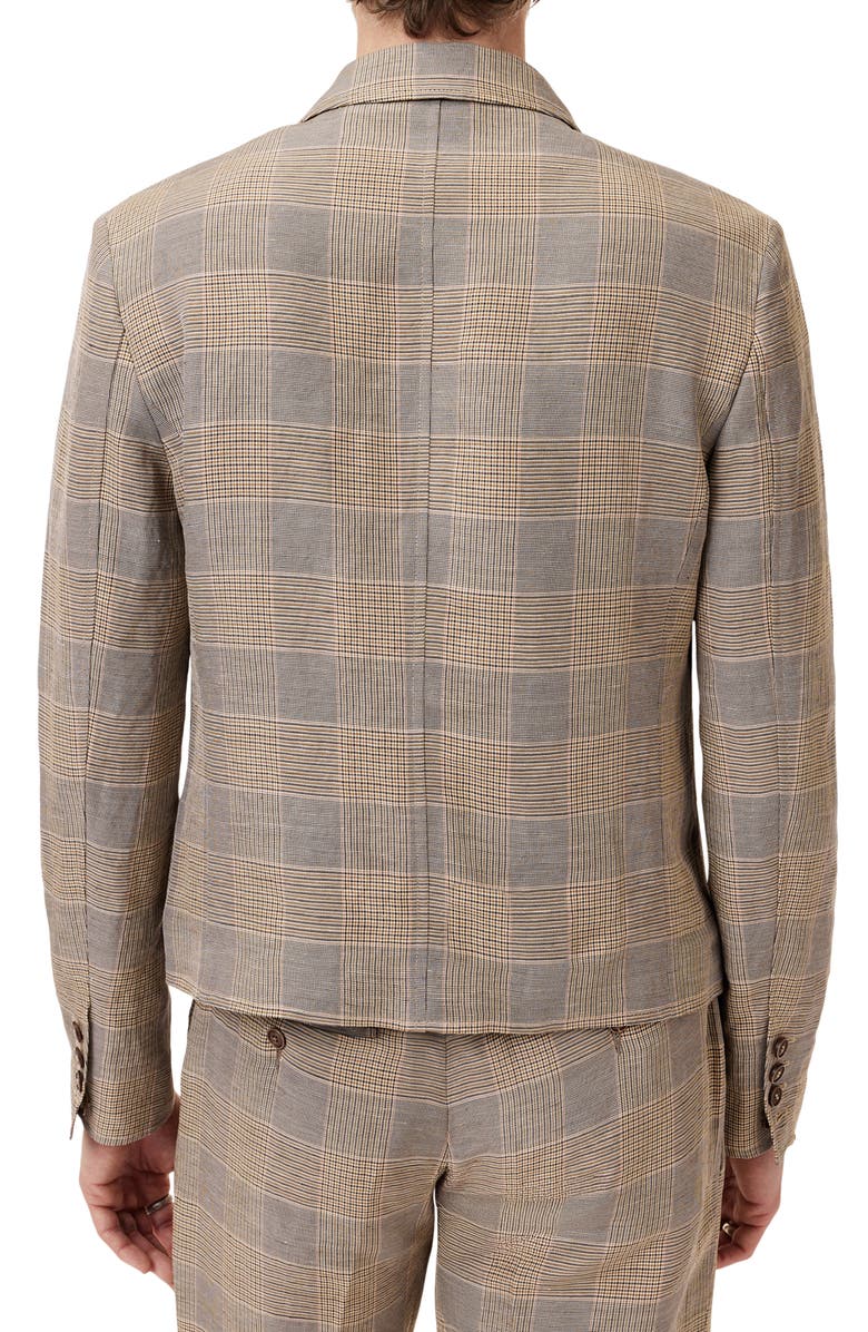 John Varvatos Torino Short Glen Plaid Linen & Viscose Sport Coat, Alternate, color, Dark Tan