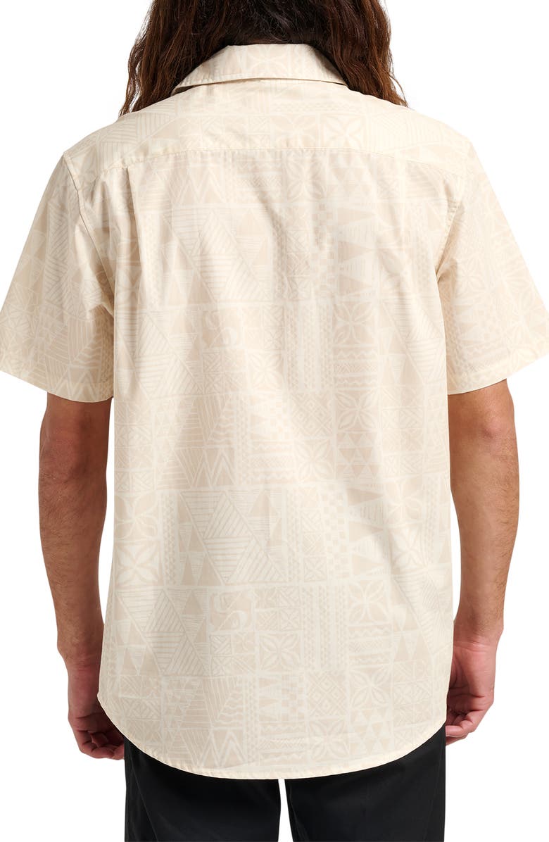 Quiksilver Geo Print Cotton Blend Button-Up Shirt, Alternate, color, Off White