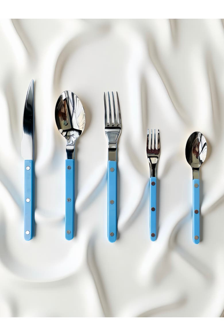 Dopamine Stainless Steel Rivet Flatware, Contemporary Bistrot Style Cutlery, Alternate, color, Pastel Blue