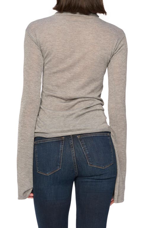 Dl1961 Semisheer Bell Sleeve Turtleneck Top In Gray