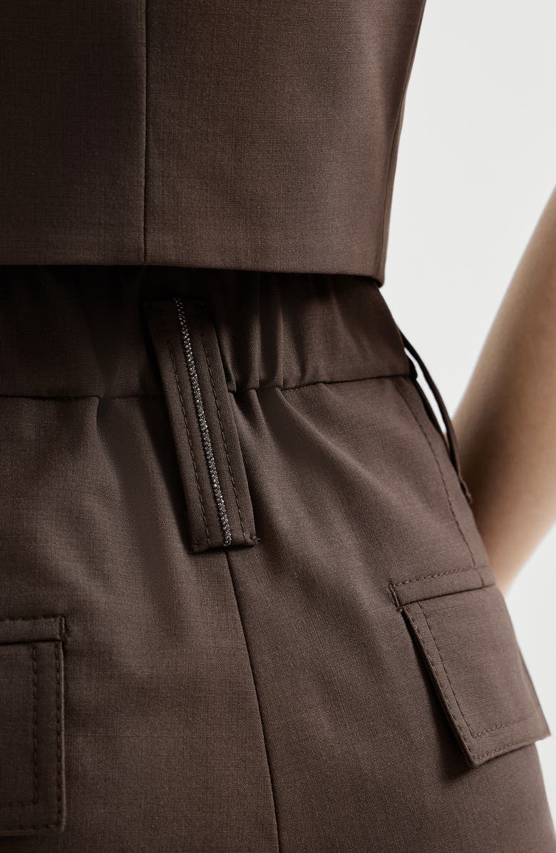 Brunello Cucinelli Formal shorts with monili, Alternate, color, Cocoa