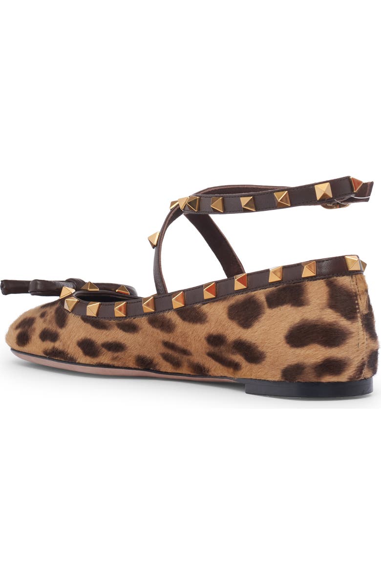 Valentino Garavani Rockstud Genuine Calf Hair Ankle Strap Ballet Flat, Alternate, color,
