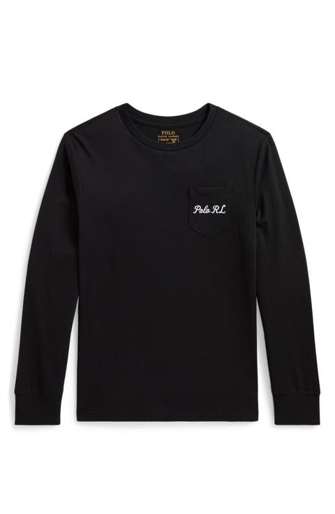 Kids' Polo Bear Cotton Long Sleeve Pocket T-Shirt