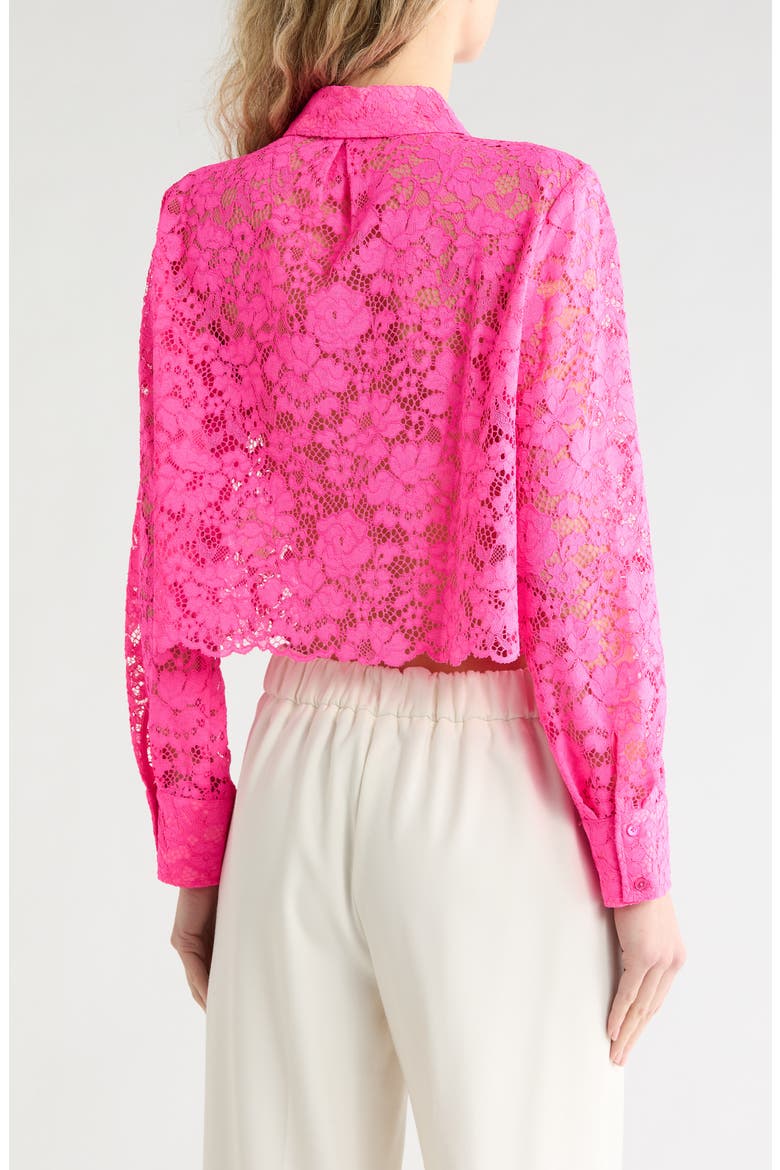 Akemi Lace Crop Button-Up Shirt, Alternate, color, PINK GLO