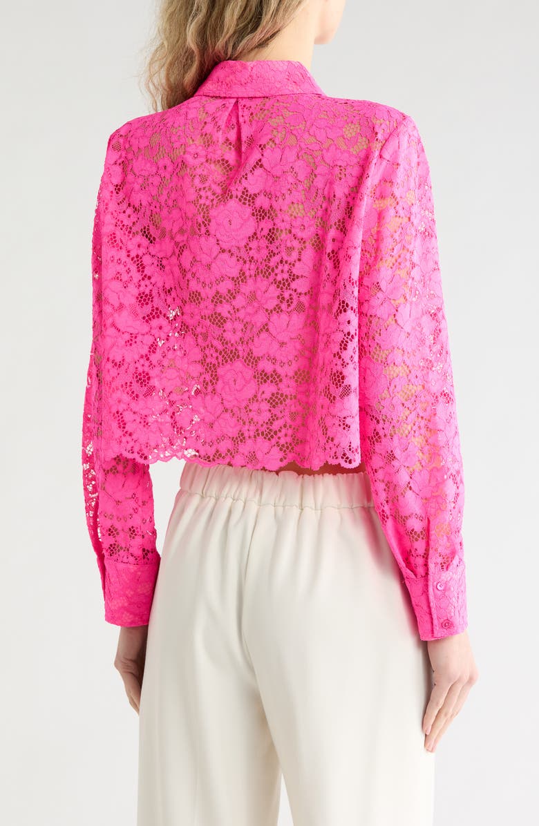 L'AGENCE Akemi Lace Crop Button-Up Shirt, Alternate, color, Pink Glo