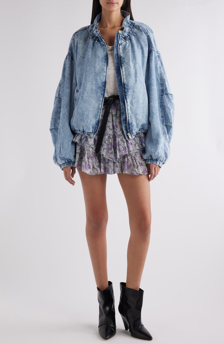 Isabel Marant Étoile Jocadia Abstract Print Tiered Ruffle Cotton Miniskort, Alternate, color,