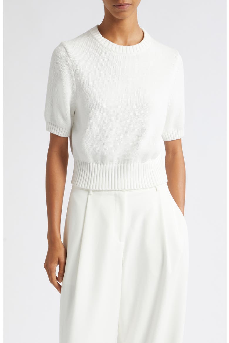 Elsie Organic Cotton Short Sleeve Sweater, Main, color, OPTIC