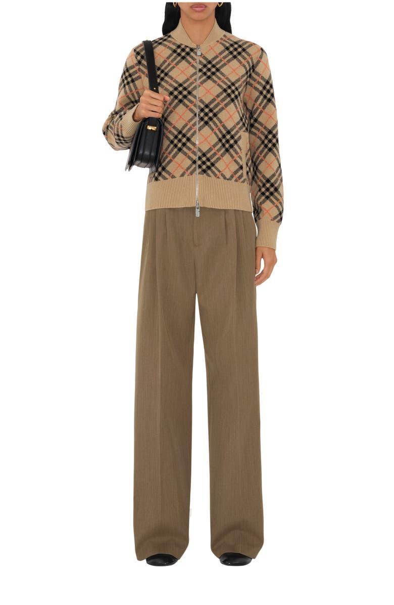 Burberry Check Cashmere Bomber Jacket, Main, color,