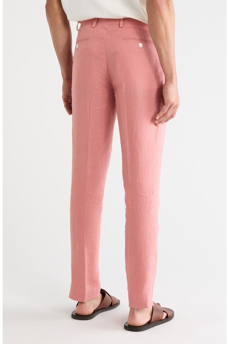 Flat Front Linen Trousers, Alternate, color, LIGHT RED SOLID