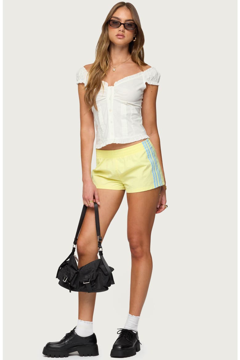 Nikki Low Rise Side Stripe Nylon Shorts, Alternate, color, YELLOW