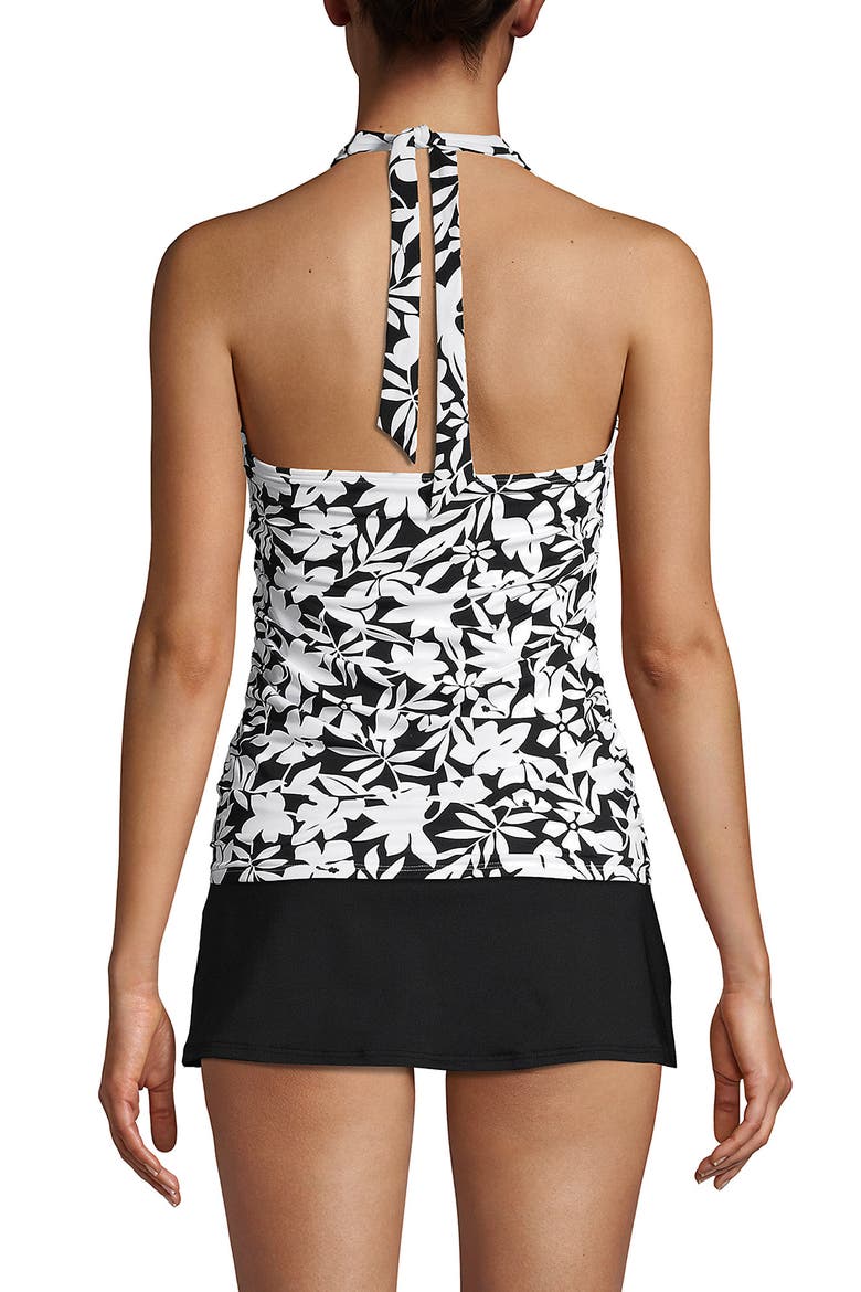 Chlorine Resistant Square Neck Halter Tankini Swimsuit Top, Alternate, color, Black Havana Floral