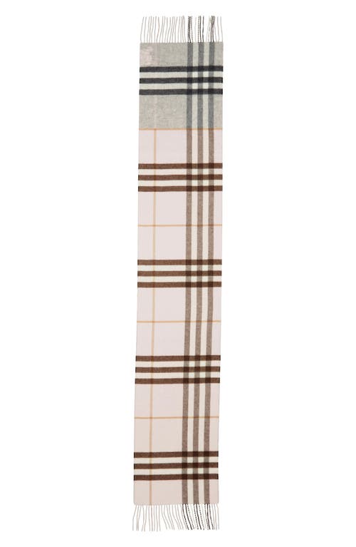 Burberry Jacquard Check Double Face Cashmere Fringe Scarf In Gold