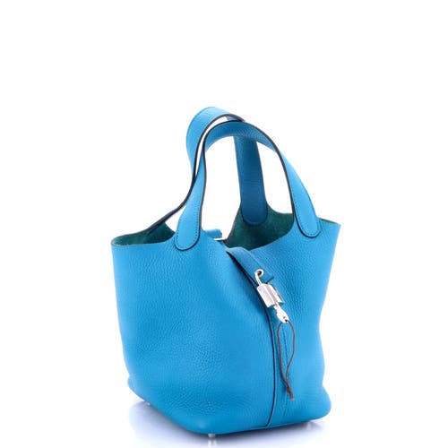 Pre-owned Hermes Hermes Picotin Lock Bag Clemence Pm In Blue