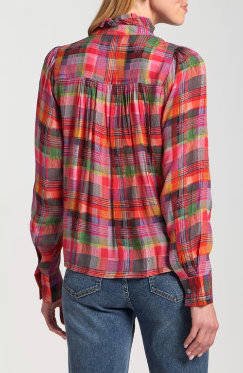 Apny Ruffle Half-placket Shirt In Multi