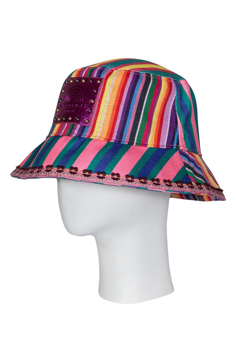 Kurt Geiger London Southbank Mix Stripe Bucket Hat, Main, color, Dark Rainbow