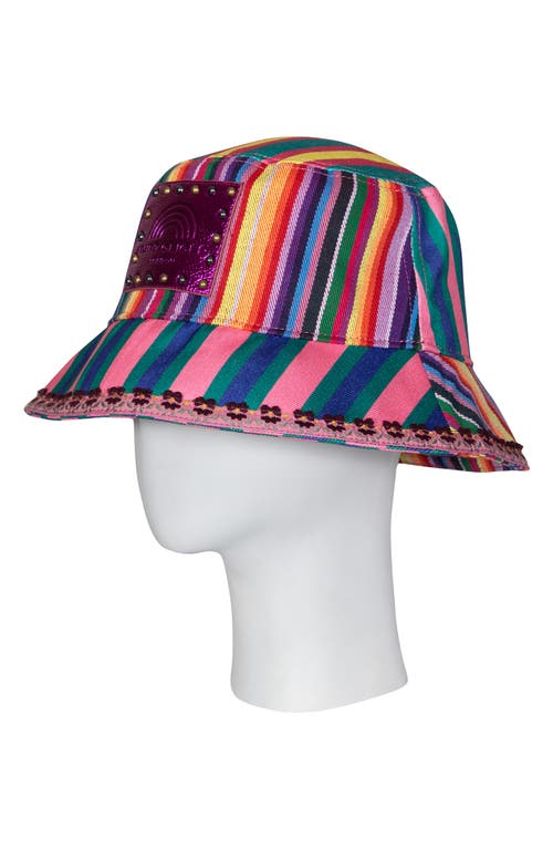 Kurt Geiger London Southbank Mix Stripe Bucket Hat In Multi