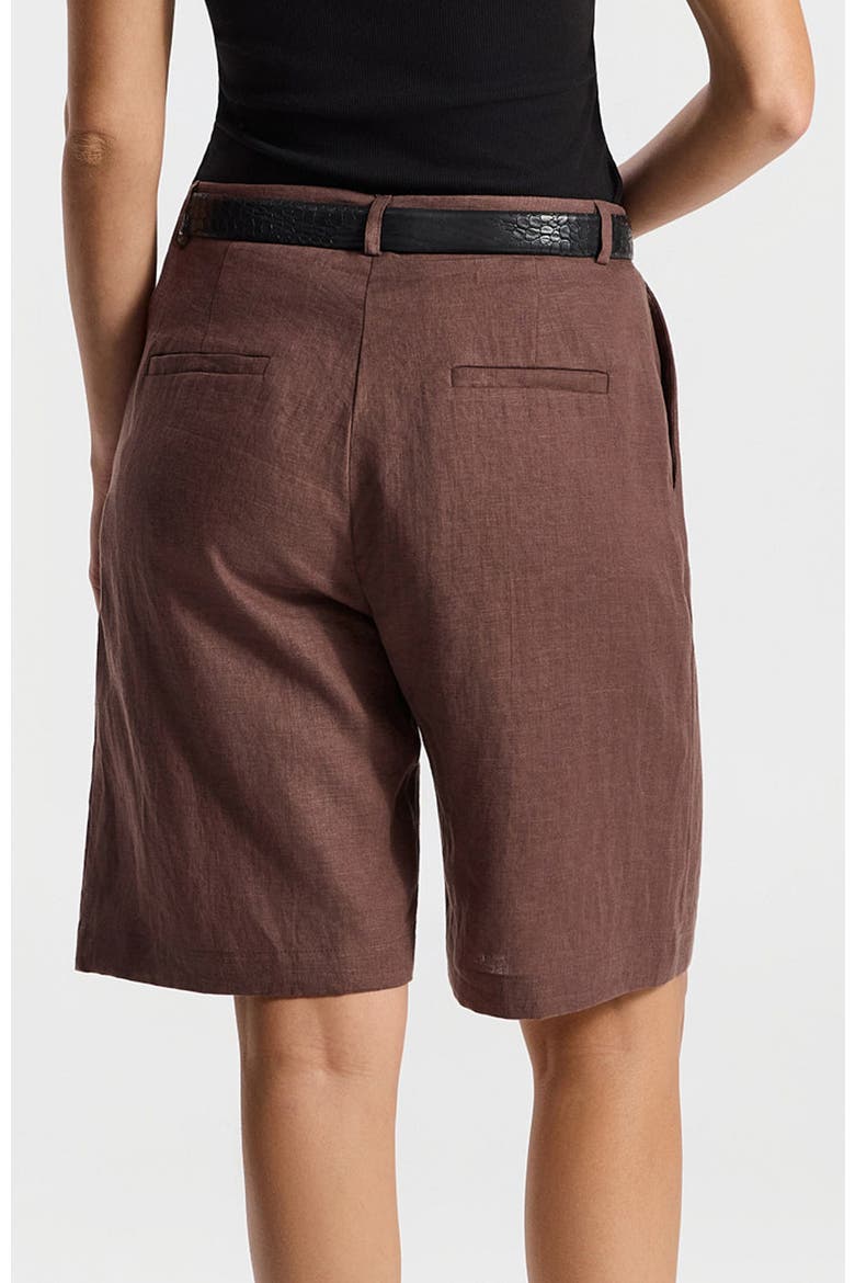 Shira High Waist Tailored Shorts, Alternate, color, Brown