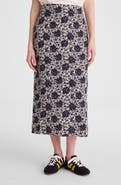 Madewell Floral Print Linen Midi Skirt