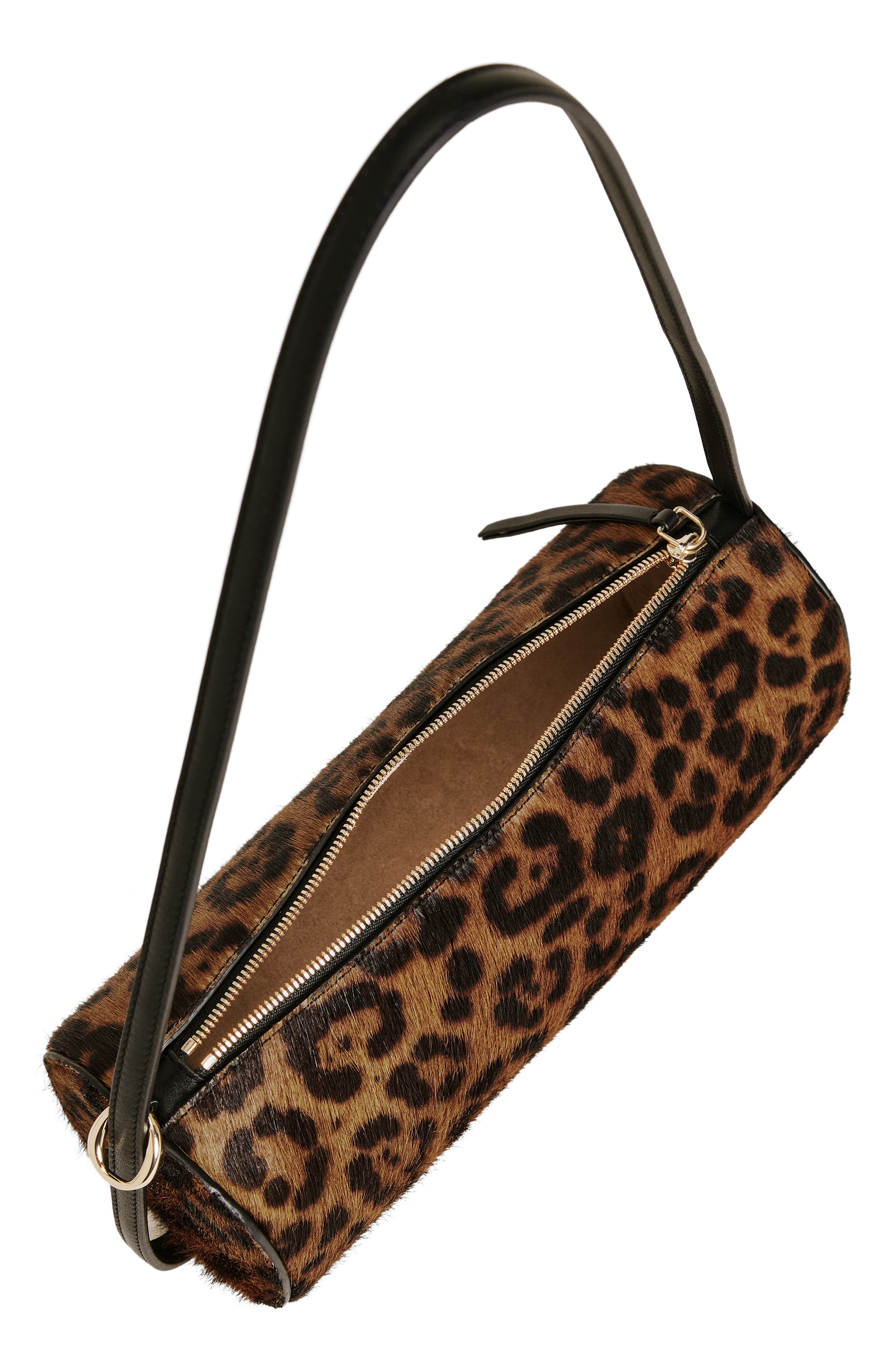 Reformation Simona Suede Cylinder Shoulder Bag, Alternate, color, Leopard Calfhair