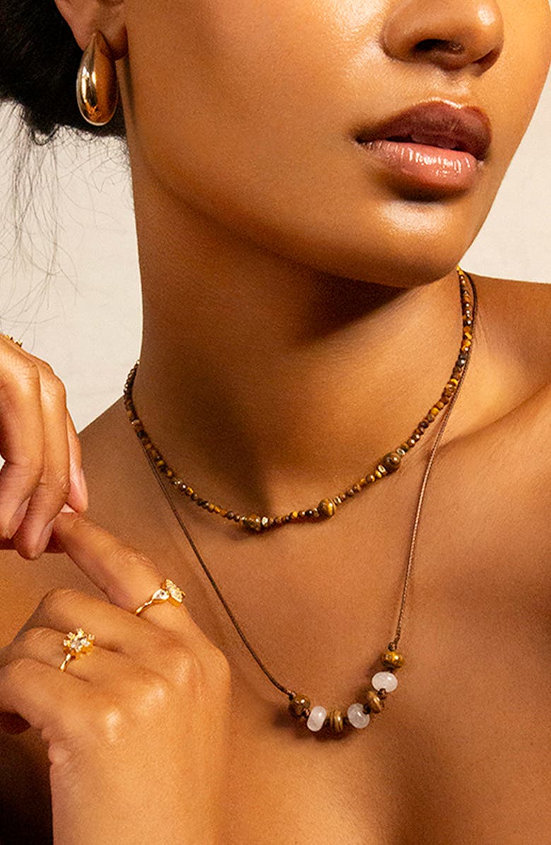 MARLYN SCHIFF Natural Stone Beaded Necklace, Alternate, color, Gold Tigers Eye