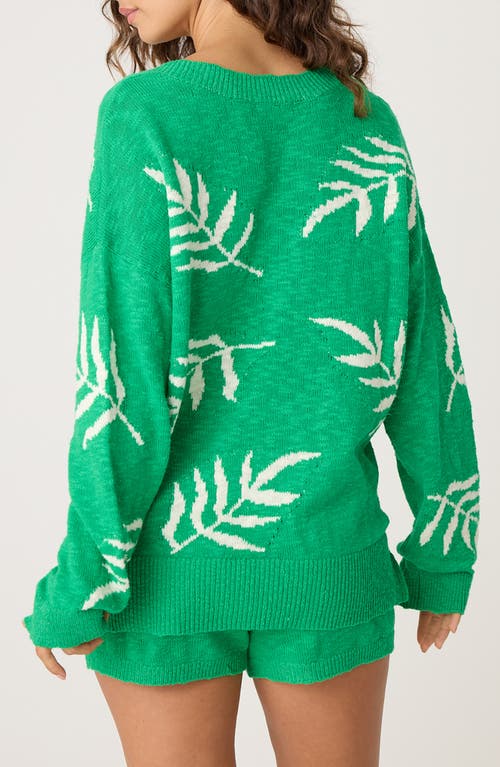 Pj Salvage The Beachcomber Leaf Jacquard Sweater In Green
