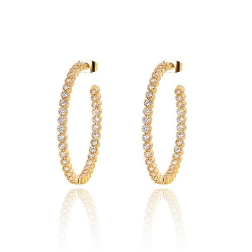 Hollywood Sensation Cubic Zirconia Hoop Earrings In Gold