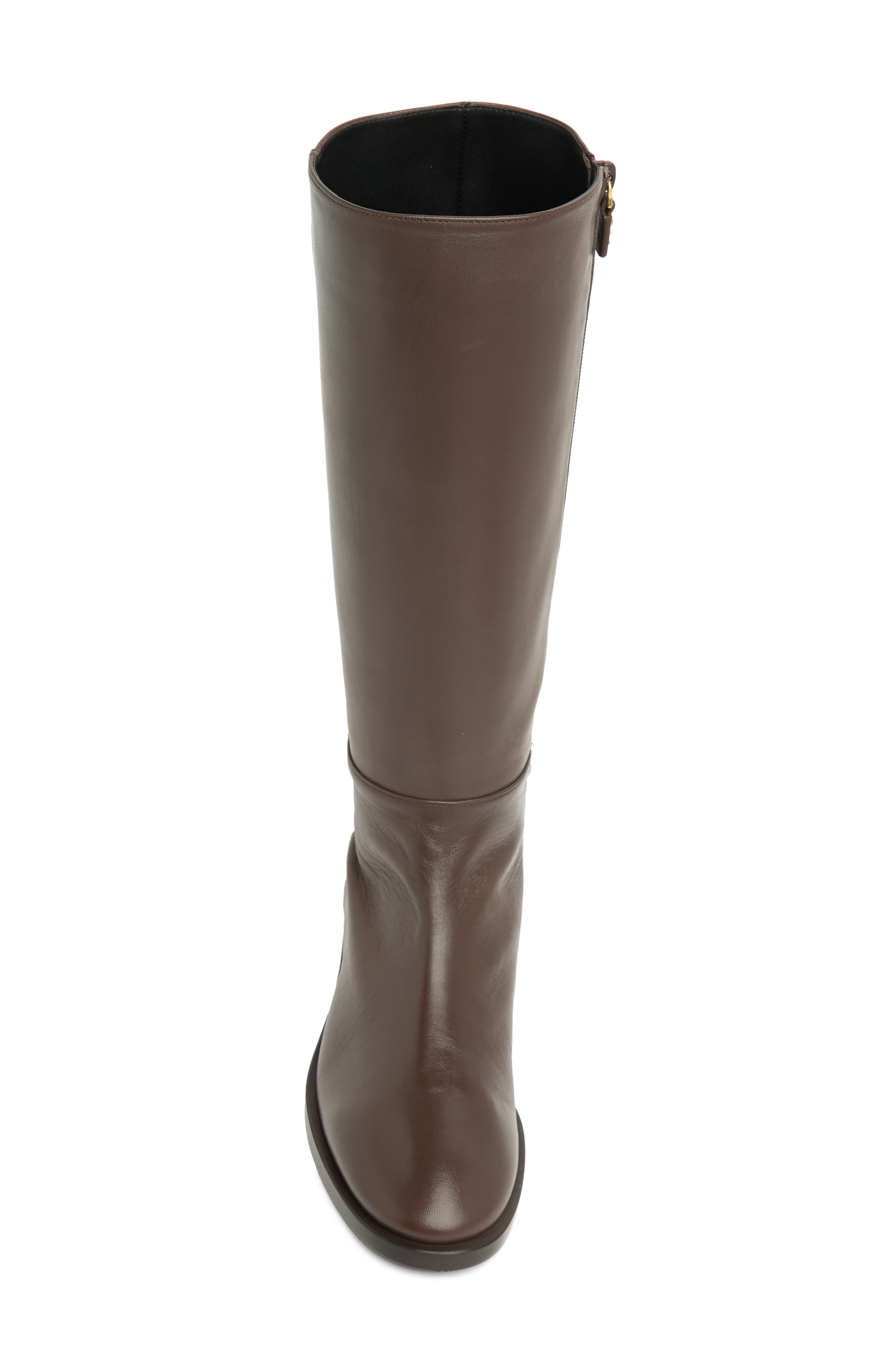 Stuart Weitzman Keelan Zip Leather Boot, Alternate, color, Walnut