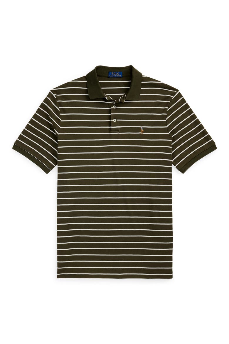 Stripe Cotton Interlock Polo, Alternate, color, ARMADILLO/ WHITE