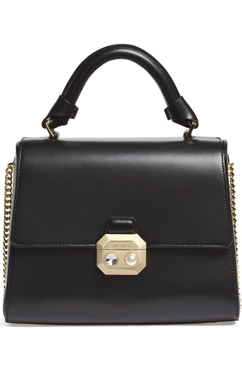 Ted Baker London Leather Top Handle Satchel, Main, color,